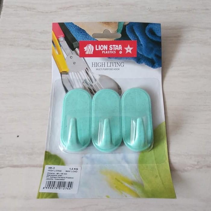 Lion Star HK 3 Multi Purpose Hook Hanger Gantungan Tempel Lionstar