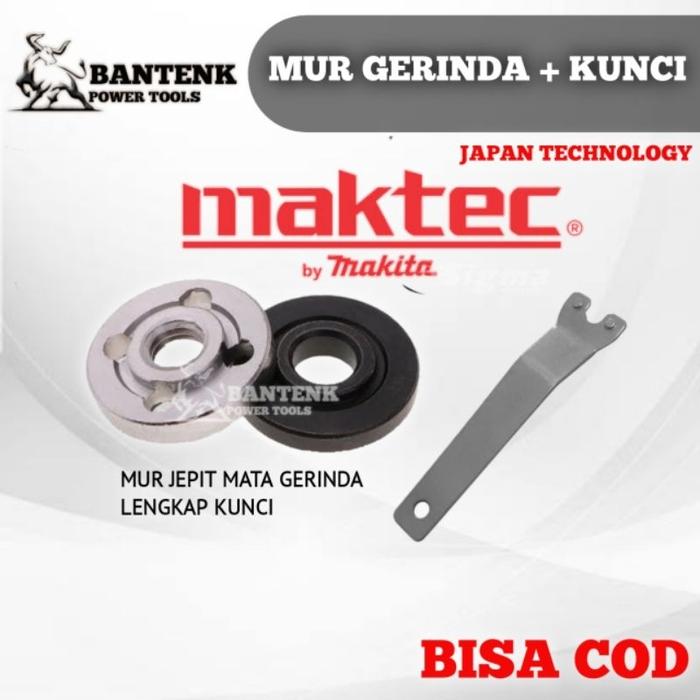MUR JEPIT MATA GERINDA TERMASUK KUNCI GERINDA. MUR BAUT KUNCI GERINDA 4 INCH MUR JEPIT MATA GERINDA