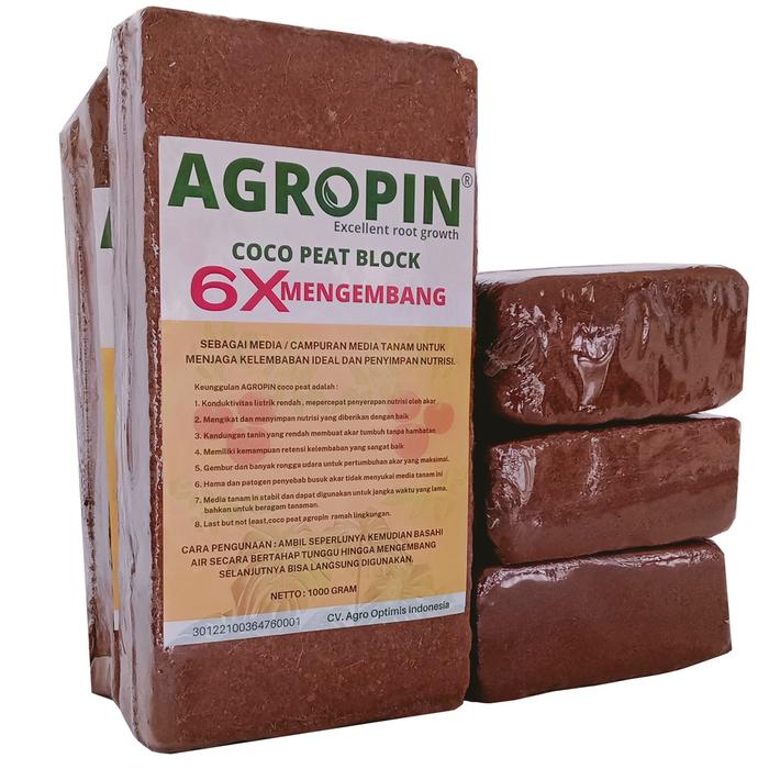 CocoPeat Premium Low EC AGROPIN, Media Tanam Coco Peat BLOCK 1 kg Super Expandable Soil