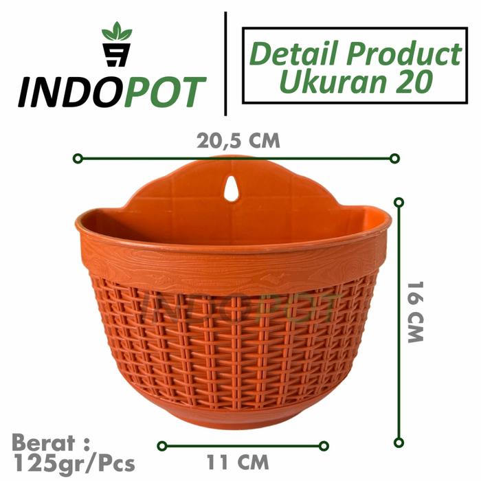 Pot Dinding Tempel Anyam Nara CJP 18 & 20 - Pot Tanaman Hias Bunga - Pot Plastik Tebal