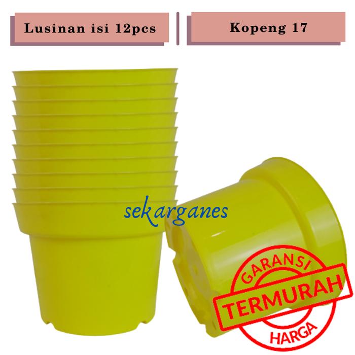 LUSINAN Pot Bunga Murah /Pot Tanaman /Pot Plastik uk 20 CM Hitam (isi 12 PCS) Termurah Bahan Bagus