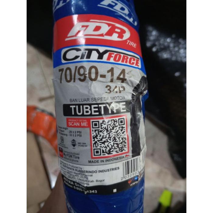 Ban Luar FDR CityForce Matic 70/90-14 Tube Type Tipe Ban Dalam mafia ksm