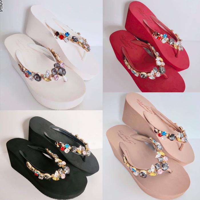 TERMURAH Sendal Oy Baby Wedges Jepit 5cm / Oybaby / Sandal Oy Baby Swarovsky Wedge Per / Spons / Spo