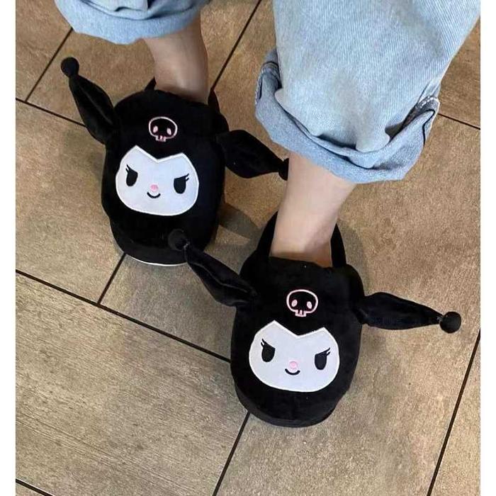 Sendal Sandal Rumah Bulu Slop Telinga Bisa Gerak Lucu Melody Kuromi