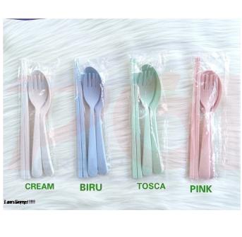 lasrriiicell / Souvenir sendok garpu sumpit jerami gandum Barang berkwalitas