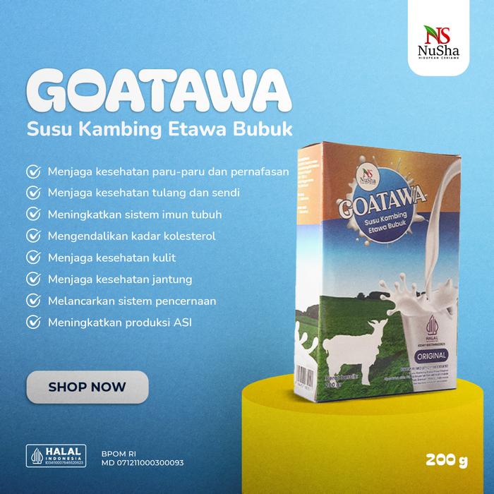 lasrriiicell / (FREE 1 VCO 100ml) Paket 4 Bok GOATAWA Susu Kambing Etawa Bubuk 1 box 200gr BPOM Bara