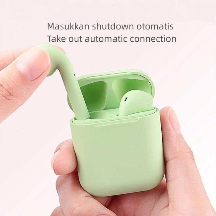 lasrriiicell / FLUFFY - Headset Bluetooth Earphone TWS i12 Pro Wireless Headset Macaron Barang berkw