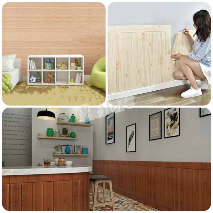 lasrriiicell / Wallpaper foam Dinding Foam Kayu 3D 70cm x 35cm Wall Sticker Dinding 3D Foam Barang b