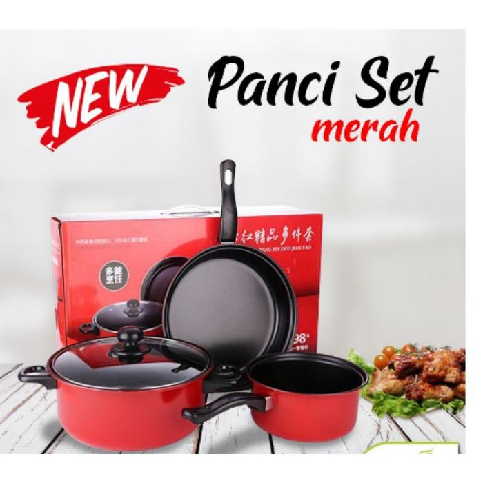 lasrriiicell / PROMO!!! [COD] TERMURAH Panci set 3 in1 Panci Serbaguna Wajan Anti Lengket panci sup 