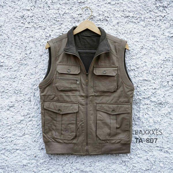 Jaket Rompi Jeep Pria 2 In 1 Bolak Balik Lapangan Bahan Katun Kanvas Tebal Musim Dingin - Outdoor Ve