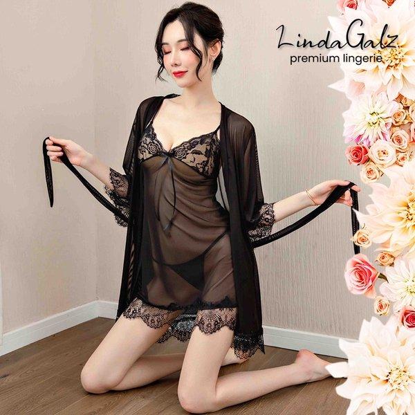 Lingerie Big Size Jumbo Baju Tidur Wanita Sexy Kimono g string 3 in 1