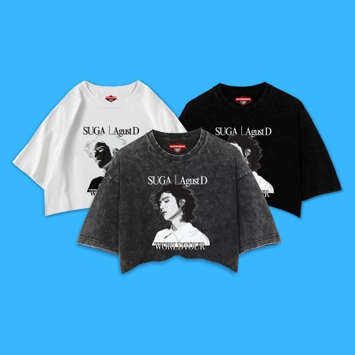 Ready Crop Tee Suga Washed Tshirt Oversize Slimfit Crop Top Suga "Agust D" Suga1