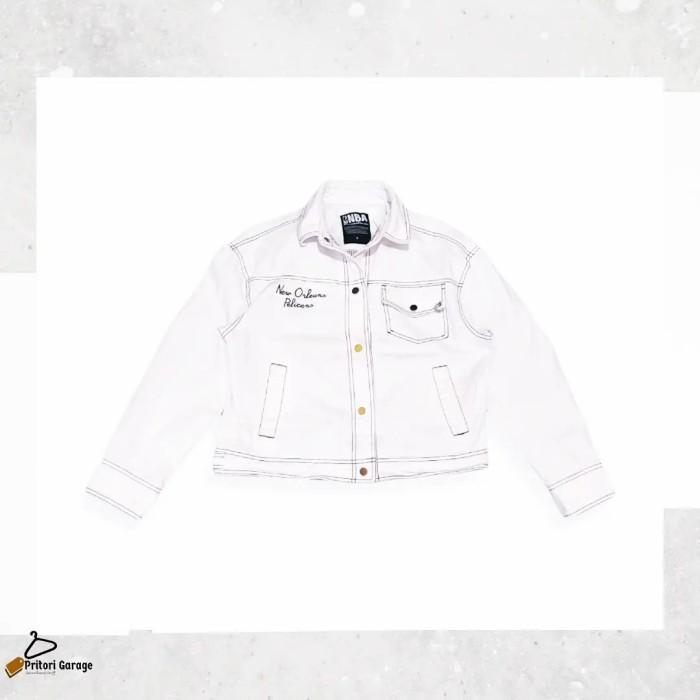 Trucker Denim Jacket NBA New Orleans Embroidery White Colour "Vintage"