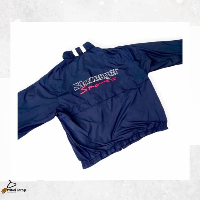 Windbreaker Tracktop Jacket Slazenger Sports Navy Big Logo "Second"