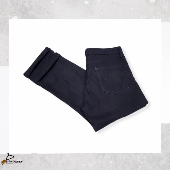 Raw Denim Jeans Uniqlo Stripe Pattern Straight Slim Fit Blue "Second"