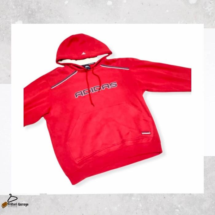 Pullover Hoodie Jacket Adidas Balok Big Logo Bordir Red Colour Vintage