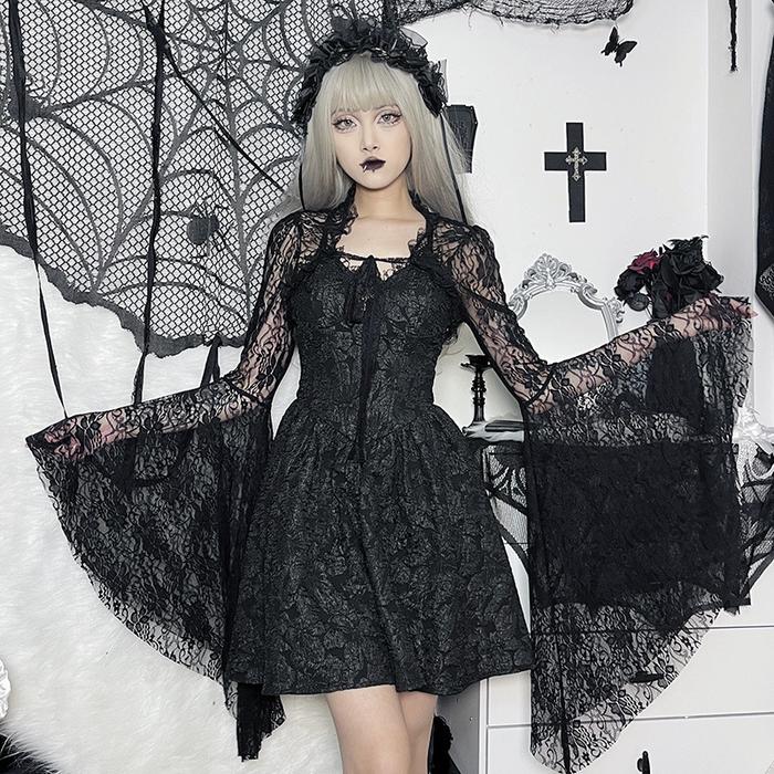 Women Dark Style Dress / Shawl Sexy Tie up Dress Lace Halter Dress Medieval Retro Halloween Party Co
