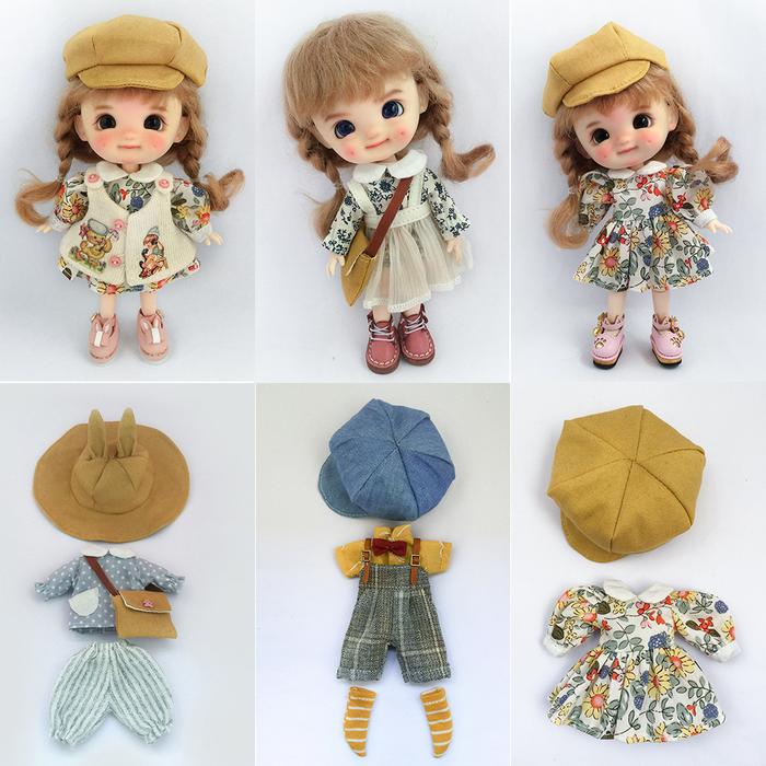 Ob11 Dress Gsc Jasmine Floral Cute Kawaii Dress Ymy Bjd Vest Duck Tongue Beret Dress Set Doll Clothe