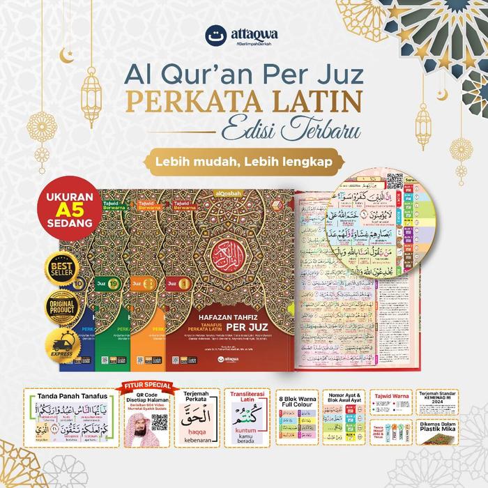 TERMURAH ORIGINAL MUSHAF ALQURAN PER JUZ 30 BUKU PERKATA LATIN UKURAN A5 DAN TERJEMAHAN BEST SELLER
