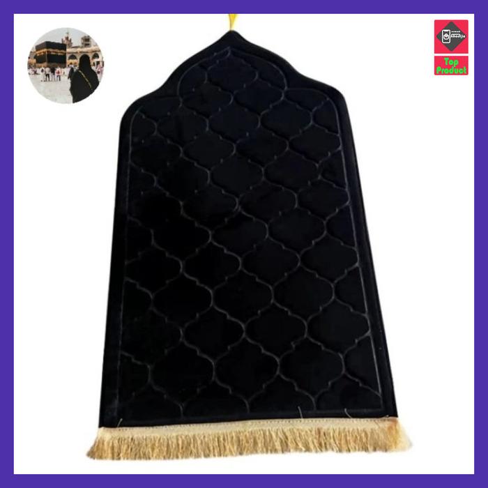 Sajadah Busa Emboss Non Slip Mosque Prayer Mat Rug 65x110x1cm RK-R8BK Warna Black