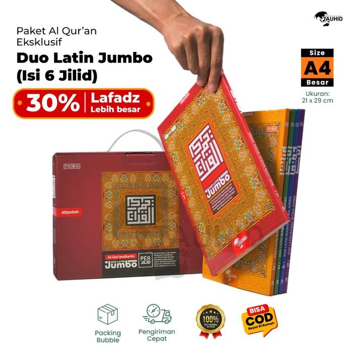 TERMURAH ORIGINAL MUSHAF AL MADRASAH DUO LATIN JUMBO A4 PAKET BOX ISI 6 JILID AL QURAN LATIN DAN TER
