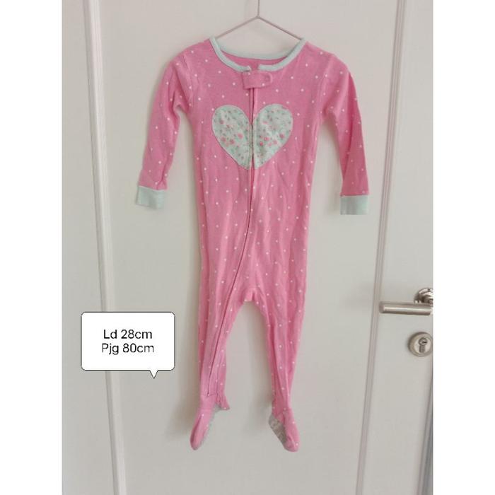 [3-6m] Preloved jumper sleepsuit bodysuit baby baju tidur bayi lengan panjang carters pink cewek gir