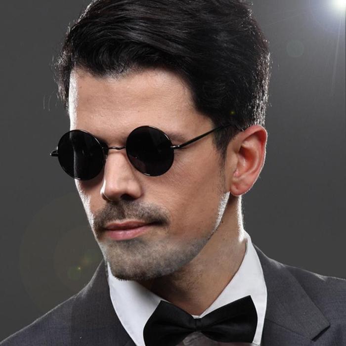 Kacamata Hitam Bulat Pria / Wanita Retro Fashion Vintage Sunglasses Kacamata Anti Radiasi Lensa Kaca