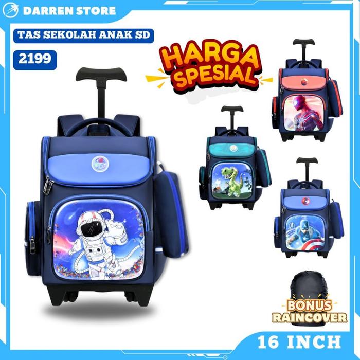 TERSEDIA!! Tas koper anak laki-laki 16 inch Ransel dorong Karakter 3D DARREN STORE 2199