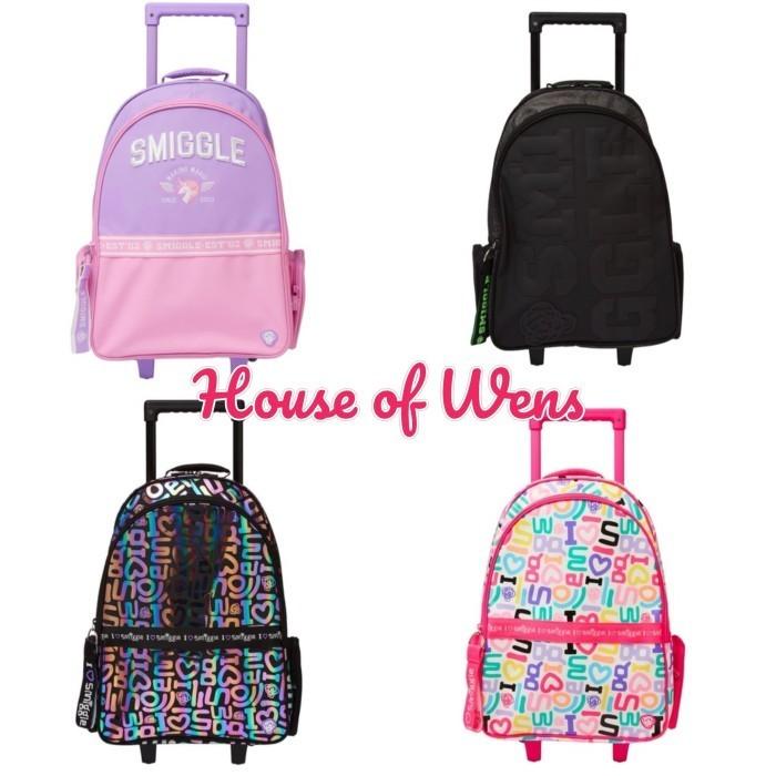 TERSEDIA!! SMIGGLE SMIGGLER TROLLEY BACKPACK WITH LIGHT UP WHEEL ORIGINAL