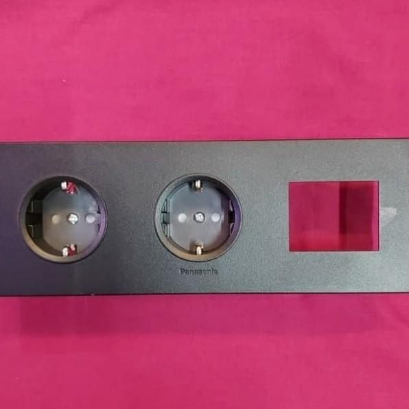 stop kontak 2 gang+frame seri style series panasonik wesjp 11223b