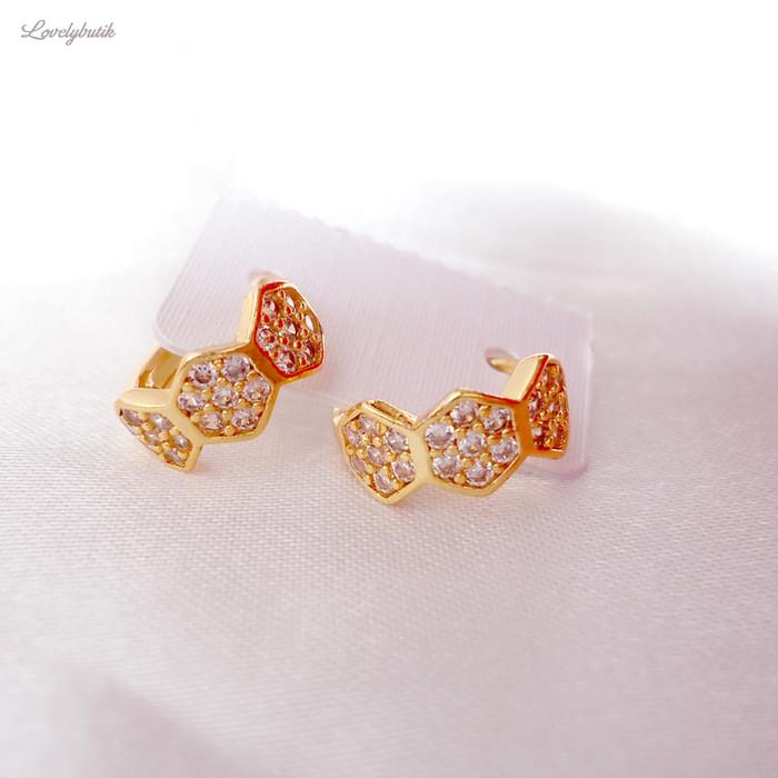 Anting Xuping Jepit Model Permata Pita Lapis Emas 24K Ev3ly Giwang Anting Xuping Premium Wanita Dewa