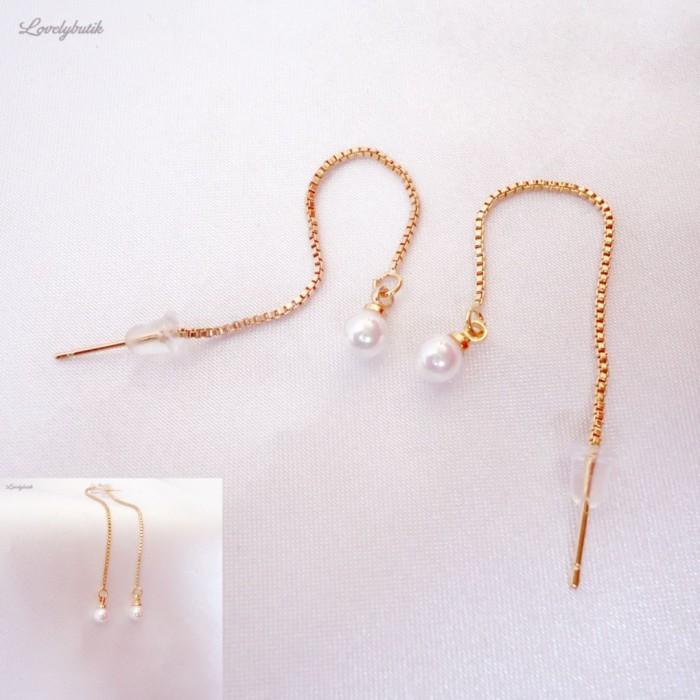Anting Serut Xuping Anti Karat Rumbai Panjang Model Korea Mutiara