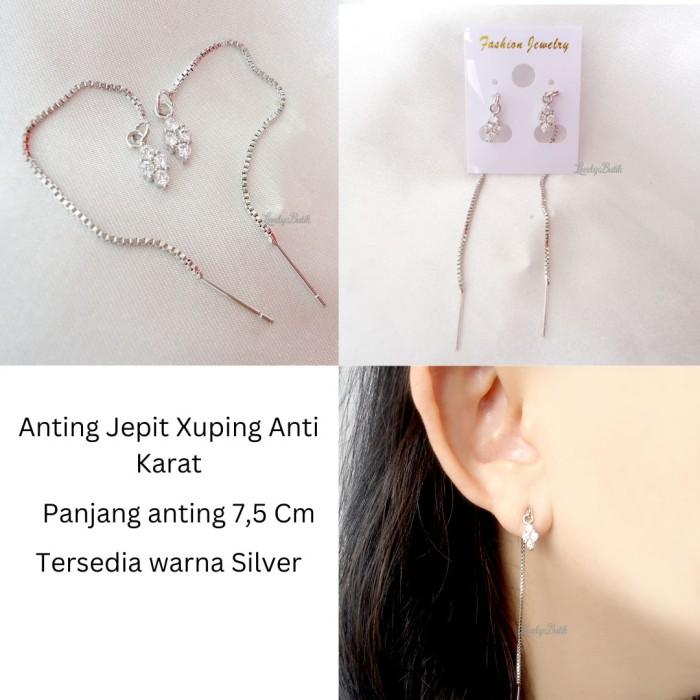 Anting Serut Rumbai Panjang Rantai Xuping Anti Karat Model Korea