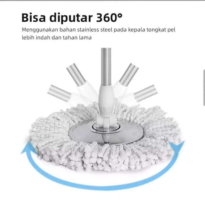 TERMURAH Alat Pel Praktis spin mop Putar Ember Plastik Stainless Steel Lantai Super Bersih Ember Mul