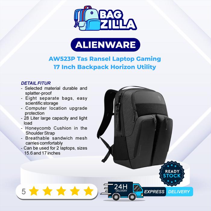 DELL ALIENWARE AW523P Tas Ransel Laptop Gaming 17 Inch Backpack Horizon Utility