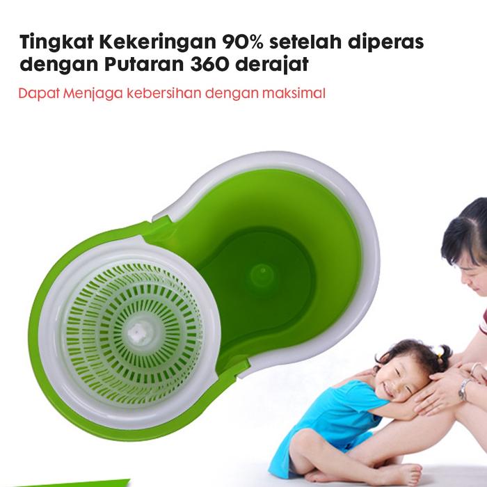 Alat Pel Putar Super Mop Stainless Dengan Ember / Super Mop Rotary Pel Lantai Putar Otomatis