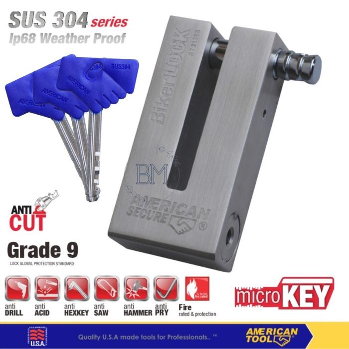 BMS - Gembok Cakram Motor American Secure Anti Cut Anti Cairan Setan Murah