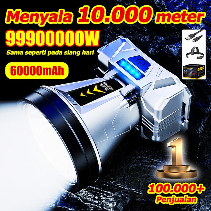 Lampu sorot kepala Menyinari 100.000 meter 100  jam masa pakai Senter Kepala Senter Super Terang Kep