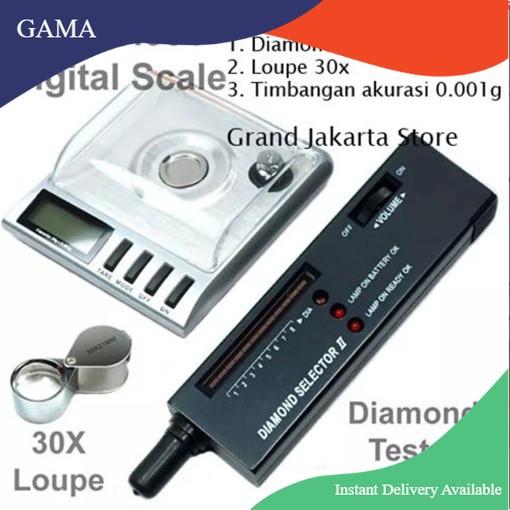Diamond Selector II Dan Timbangan 0.001 Gram + Loupe 30x Zoom PAKET 2 Meter Permata Berlian Batu Aki