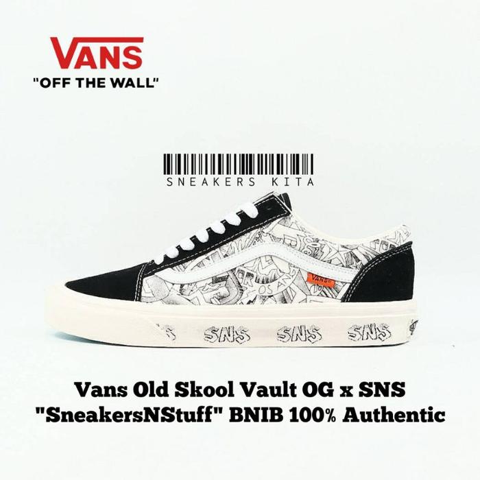 Sepatu Vans Old Skool Vault Og X Sns Sneakersnstuff Black White Bnib 100% Authentic (Best Quality)