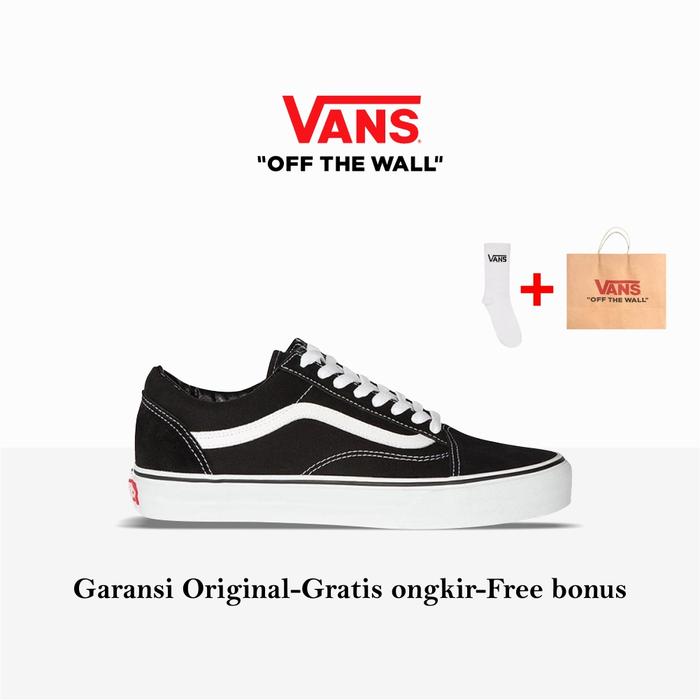Vans Oldskool Classic Black White Navy Pria Wanita Original 100 Bnib Global Market Old Skool Classic