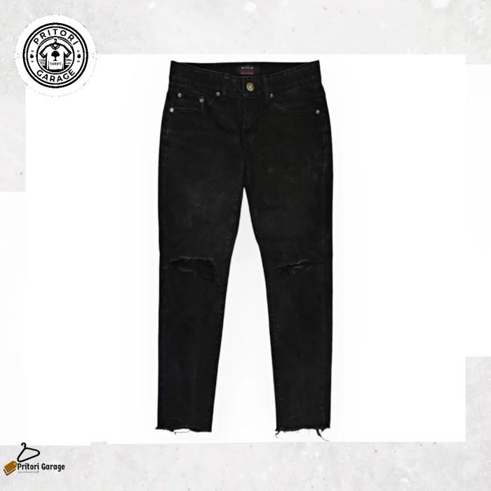 Raw Denim Ankle Jeans Tebal We Play Us Skinny Fit Black Wash Color Vintage 28