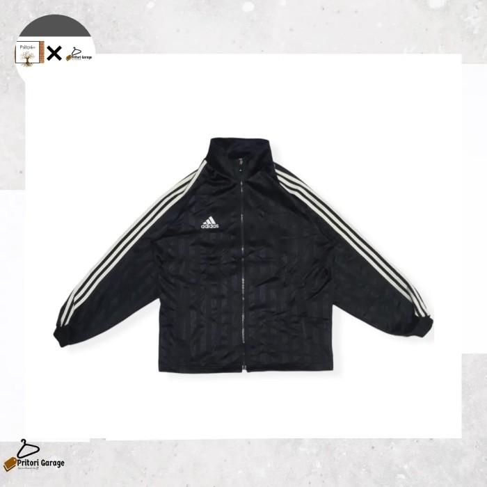 Windbreaker Running Track Jacket Adidas Big Logo Black Stripe White