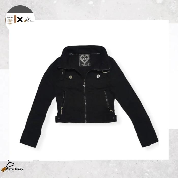 Raw Jeans Utility Trucker Jacket Crop Zircon Buckle Cecil Mcbee Black XS