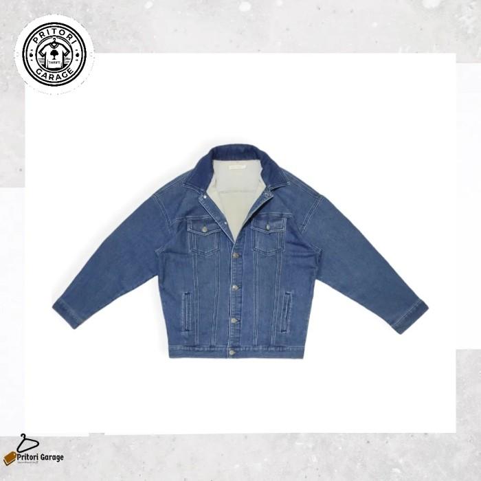 Soft Jeans Trucker Fleece Jacket Browny Std Blue Wash Color Vintage