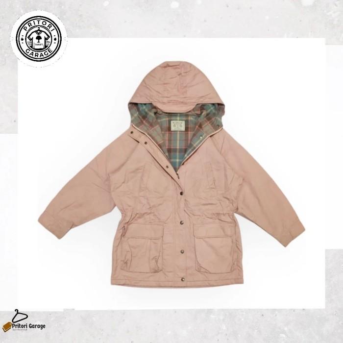 M65 Utility Tactical Flannel Plaid Parka Hoodie Jacket McGregor Peach Color Vintage L