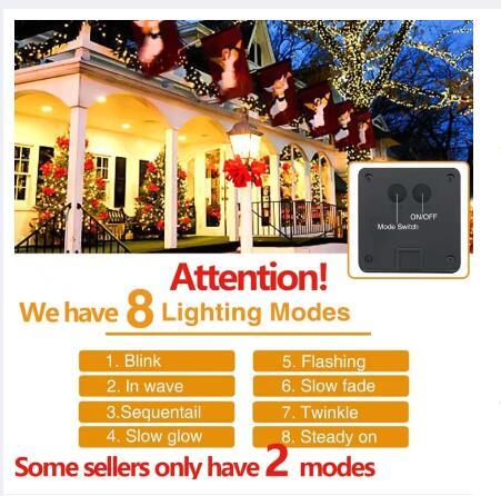 Lampu surya outdoor 32m 300 LED 22m 200 LED 12m 100 LED 7m 50 LED lampu dongeng 8 dihias lampu kunin