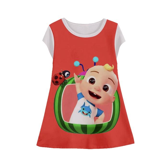 Baju Dress Printing Anak Anime Cocomelon Tunik-Cocomelon-4-designWD Limited Edition Untuk Usia 1-12 