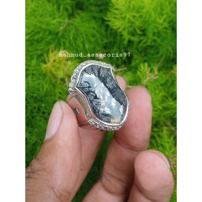 cincin akik batu badar perak bantet asli model terompah /cincin batu badar perak terompah asli murah