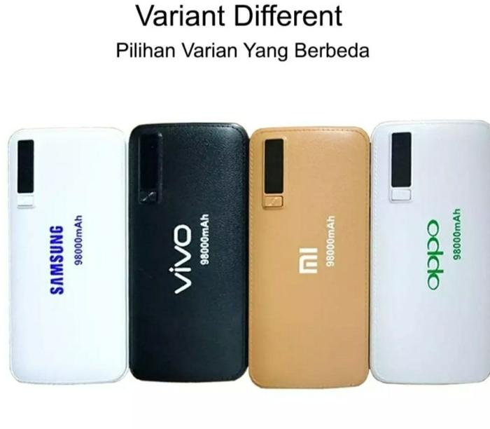 POWERBANK DIGITAL LEATHER LED DISPLAY 98000/99000 MAH SAMSUNG-XIAOMI-OPPO-VIVO 2 PORT USB LED SENTER